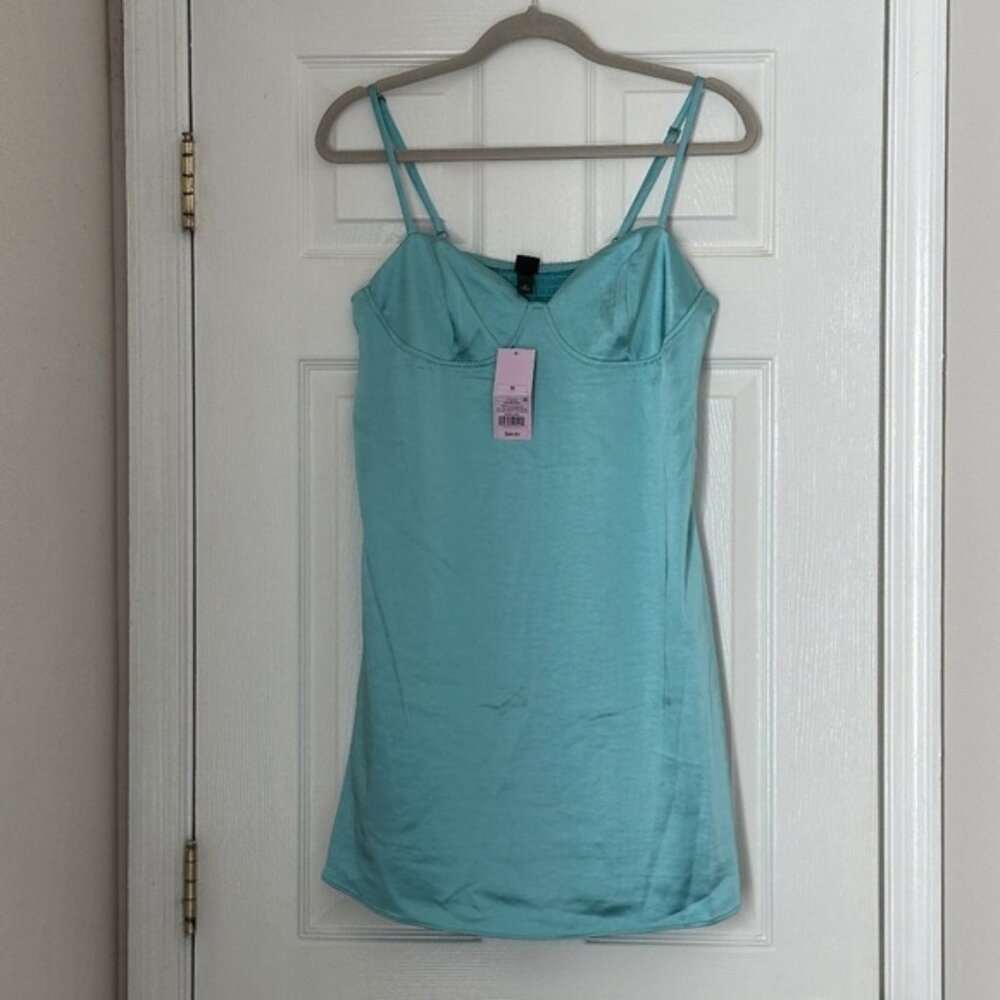 Wild Fable Bodycon Slip Dress Teal Blue Size Medium Juniors Summer Casual Satin